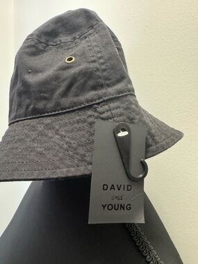 David and Young Black Cotton Bucket Hat Unisex